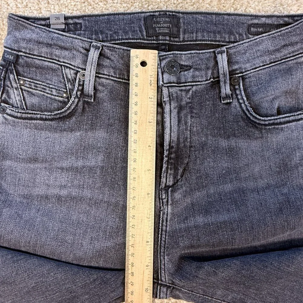 Citizens of Humanity Rocket Mid Rise Skinny Jeans Womens Size 26 Black Gray F681